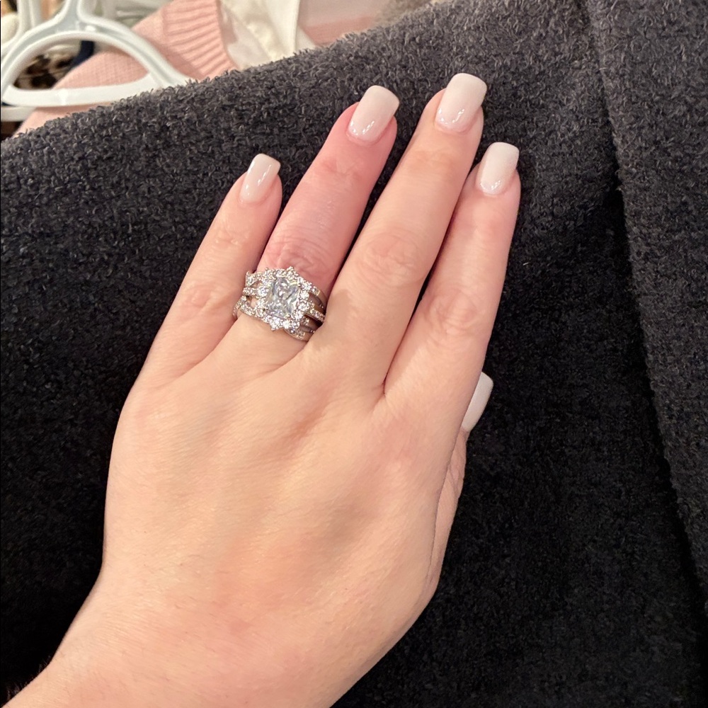 Dazzling Moissanite 10k over Silver Women's Ring